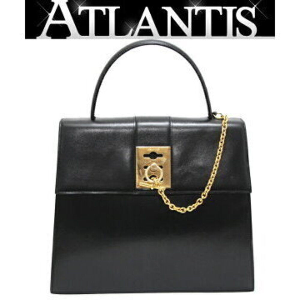 Celine Handbag Chain Lock Leather Black - Picture 1 of 6